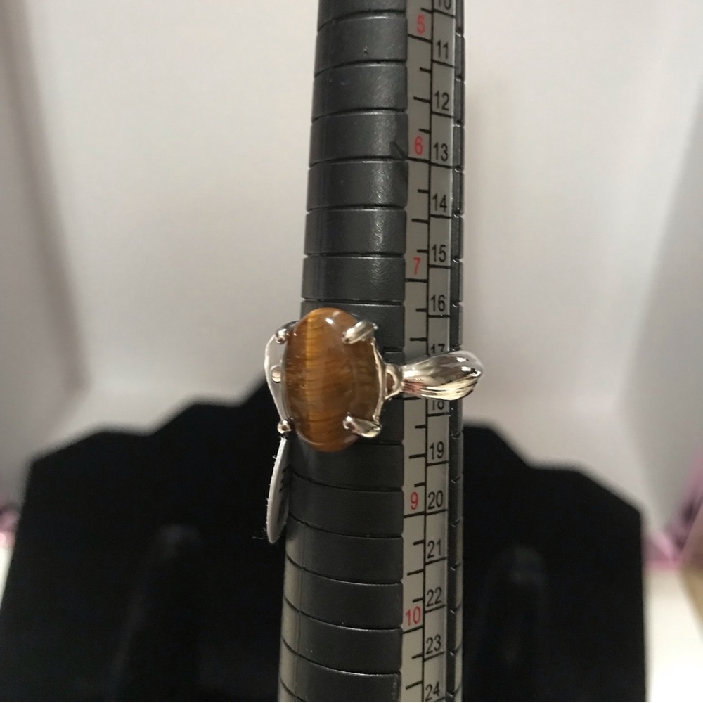 Ring Tiger’s eye silvertone ring , 18/8 - Picture 4 of 4